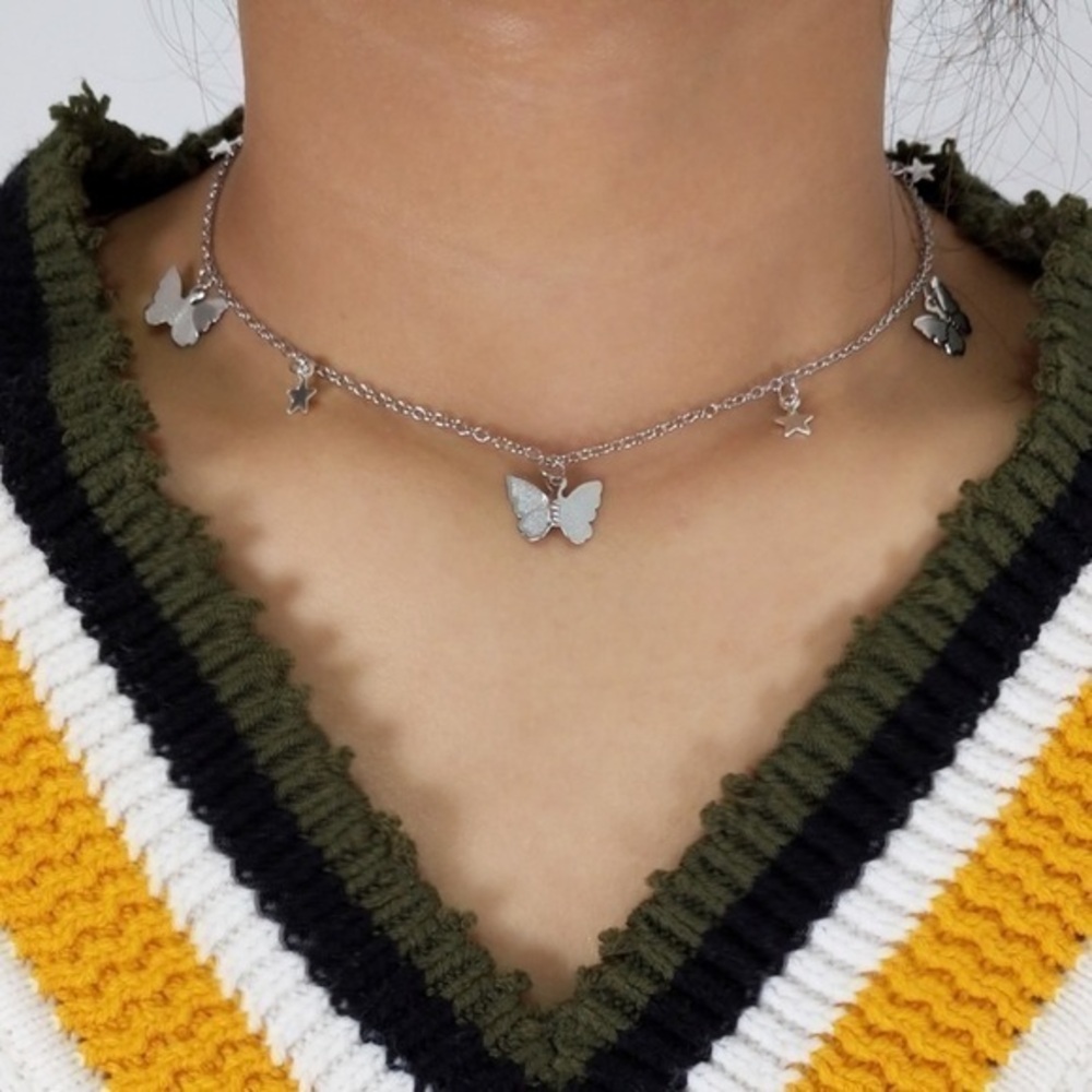 3/$30 🤍 Butterfly Star Pendant Choker Necklace
